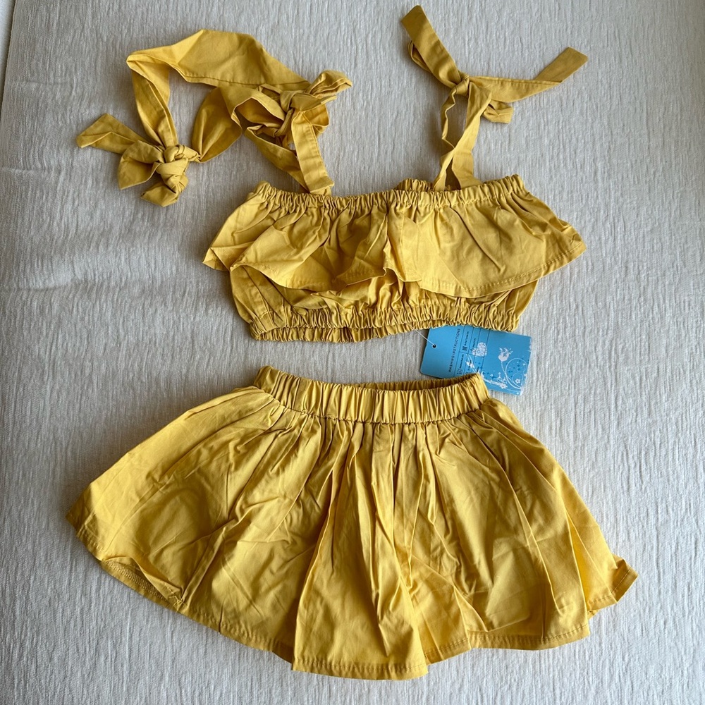 Girls Three Piece Ruffle Skirt Set